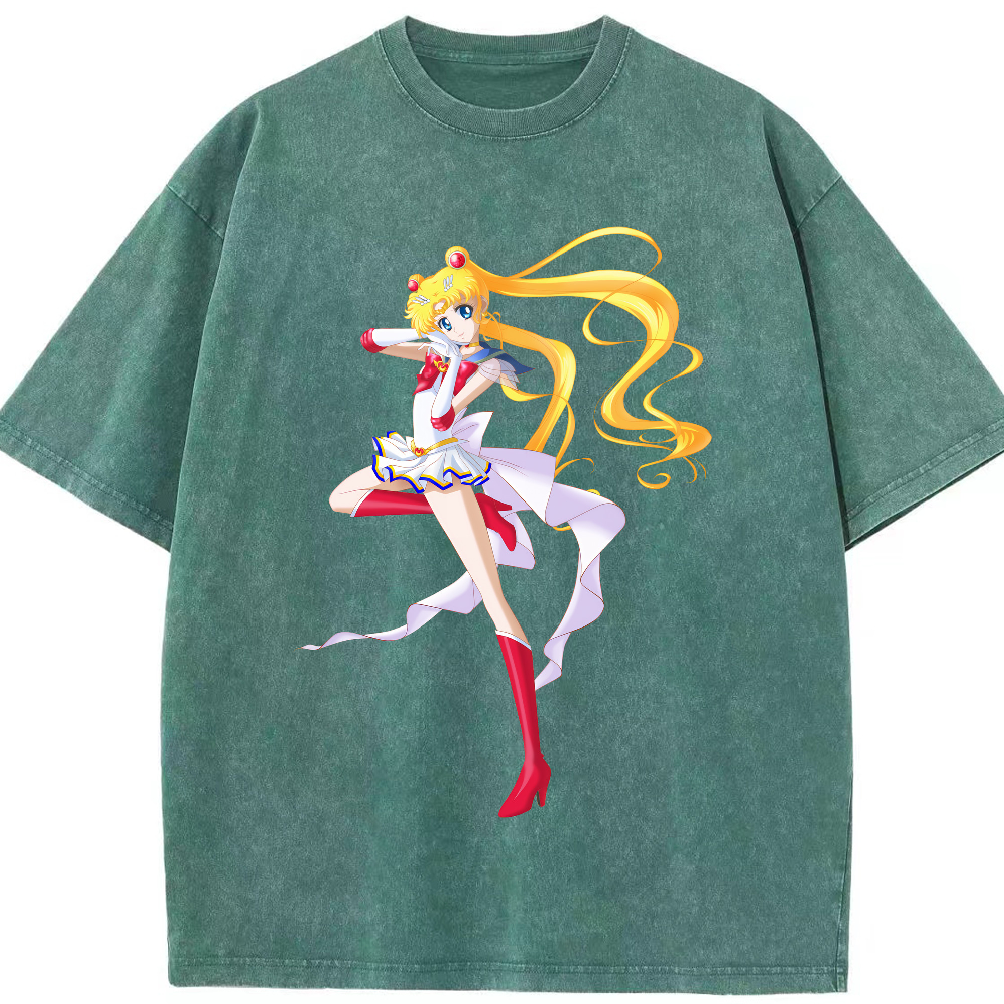 （画像用） 美少女戦士セーラームーン 月野 うさぎ つきの うさぎ Sailor Moon Tsukino Usagi 綿100% ヴィンテージ風 半袖Tシャツ（フロントプリント）
